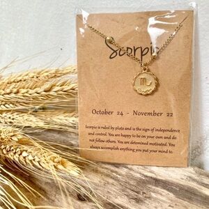 Trendy SCORPIO zodiac gold boho necklace ADJUSTABLE BNWT